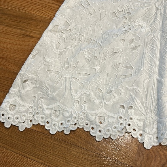 Theory Jemion E White Embroidered Linen Lace Dress White Sleeveless size 6 - Picture 5 of 8